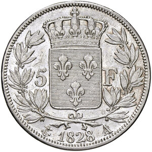 reverse: FRANCIA, Carlo X - 5 Franchi, 1828 A