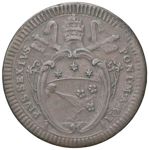 obverse: ROMA, Pio VI - 2 Baiocchi, (1775-1779) An XIII