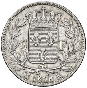 reverse: FRANCIA, Carlo X - 5 Franchi, 1828 K