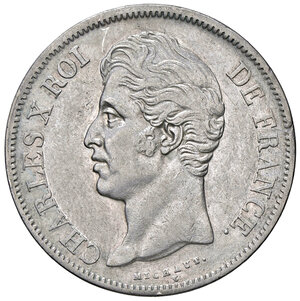 obverse: FRANCIA, Carlo X - 5 Franchi, 1828 W