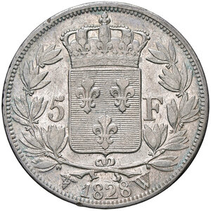 reverse: FRANCIA, Carlo X - 5 Franchi, 1828 W