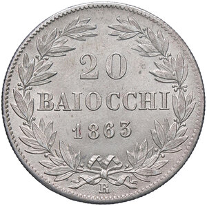 reverse: ROMA, Pio IX - 20 Baiocchi, 1863