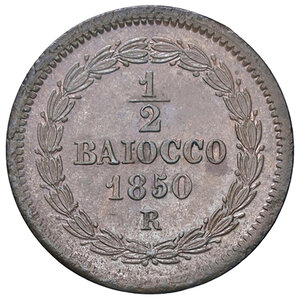 reverse: ROMA, Pio IX - Mezzo Baiocco, 1850