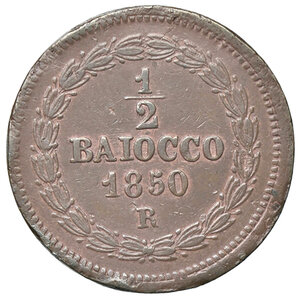 reverse: ROMA, Pio IX - Mezzo Baiocco, 1850