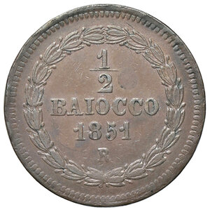 reverse: ROMA, Pio IX - Mezzo Baiocco, 1851