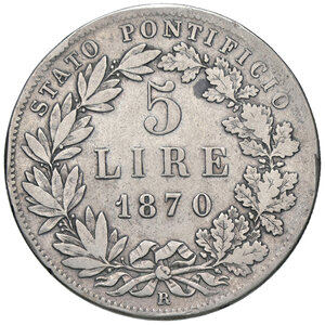 reverse: ROMA, Pio IX - 5 Lire, 1870