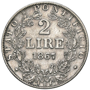 reverse: ROMA, Pio IX - 2 Lire, 1867