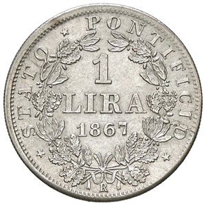 reverse: ROMA, Pio IX - 1 Lira, 1867