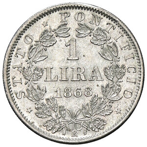 reverse: ROMA, Pio IX - 1 Lira, 1868