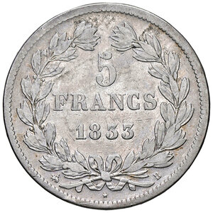 reverse: FRANCIA, Luigi Filippo - 5 Franchi, 1833 B