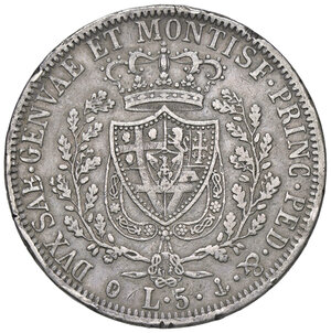 reverse: CARLO FELICE, 5 Lire, 1827-G