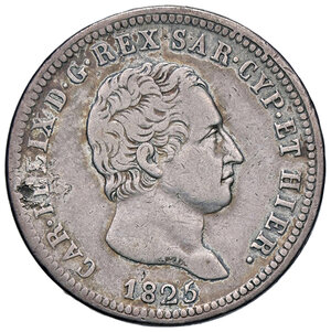 obverse: CARLO FELICE, 2 Lire, 1825-T