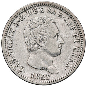 obverse: CARLO FELICE, 2 Lire, 1827-T