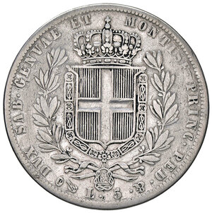 reverse: CARLO ALBERTO, 5 Lire, 1837-G