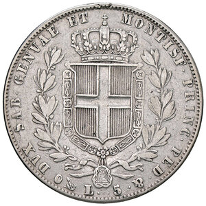 reverse: CARLO ALBERTO, 5 Lire, 1848-G