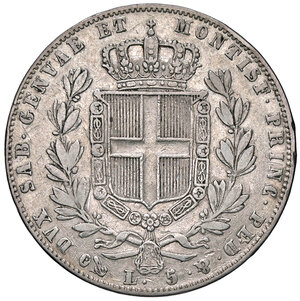 reverse: CARLO ALBERTO, 5 Lire, 1849-G