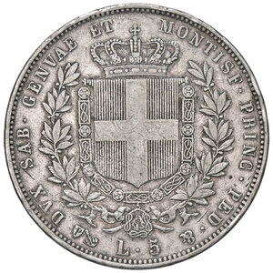 reverse: VITTORIO EMANUELE II, 5 Lire, 1850-G