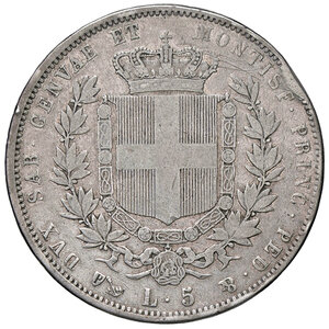 reverse: VITTORIO EMANUELE II, 5 Lire, 1850-G