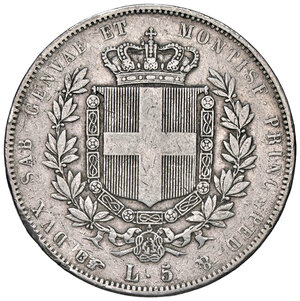 reverse: VITTORIO EMANUELE II, 5 Lire, 1851-T