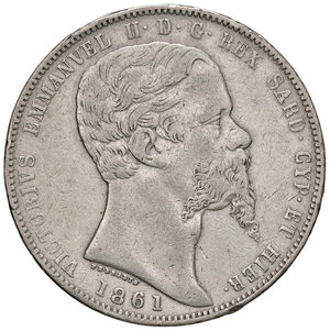 obverse: VITTORIO EMANUELE II, 5 Lire, 1861-T