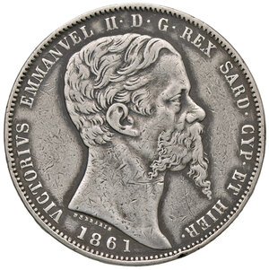 obverse: VITTORIO EMANUELE II, 5 Lire, 1861-T