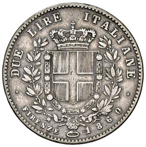 reverse: VITTORIO EMANUELE II RE ELETTO, 2 Lire, 1860-F