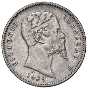 obverse: VITTORIO EMANUELE II RE ELETTO, 1 Lira, 1859-B