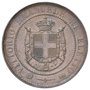 obverse: VITTORIO EMANUELE II RE ELETTO, 2 Centesimi, 1859