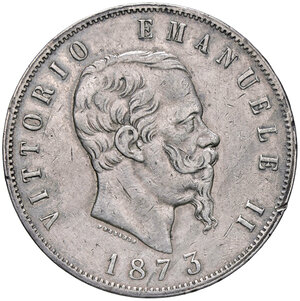 obverse: VITTORIO EMANUELE II, 5 Lire, 1873-M