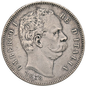 obverse: UMBERTO I, 5 Lire, 1878