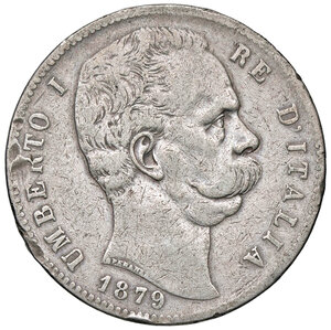 obverse: UMBERTO I, 5 lire, 1879