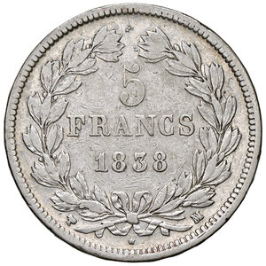 reverse: FRANCIA, Luigi Filippo - 5 Franchi, 1838 MA