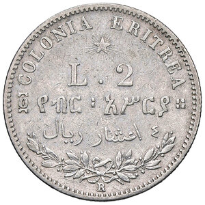 reverse: UMBERTO I - ERITREA, 2 Lire, 1890