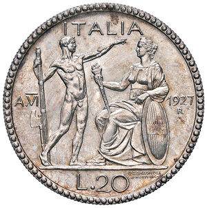 reverse: VITTORIO EMANUELE III, 20 Lire, 1927-VI