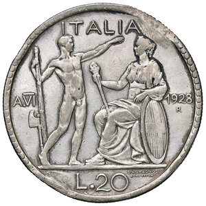 reverse: VITTORIO EMANUELE III, 20 Lire, 1928-VI