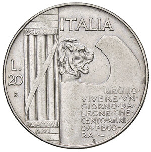 reverse: VITTORIO EMANUELE III, 20 Lire, 1928