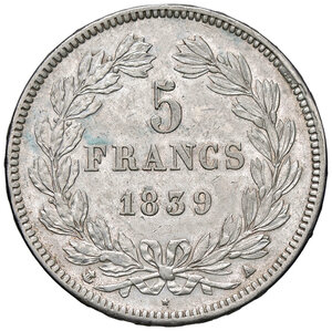 reverse: FRANCIA, Luigi Filippo - 5 Franchi, 1839 A