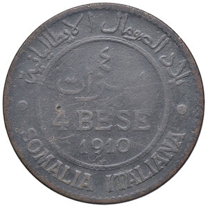 reverse: VITTORIO EMANUELE III - SOMALIA, 4 Bese, 1910