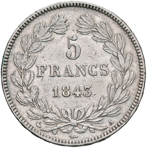 reverse: FRANCIA, Luigi Filippo - 5 Franchi, 1843 A