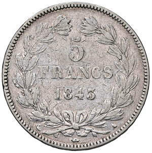 reverse: FRANCIA, Luigi Filippo - 5 Franchi, 1843 A