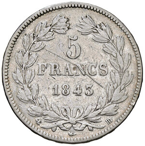 reverse: FRANCIA, Luigi Filippo - 5 Franchi, 1843 BB