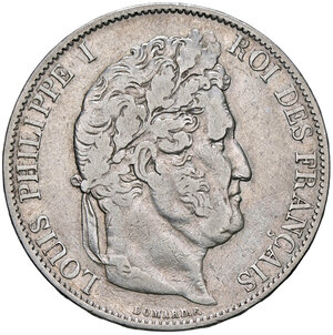 obverse: FRANCIA, Luigi Filippo - 5 Franchi, 1844 W