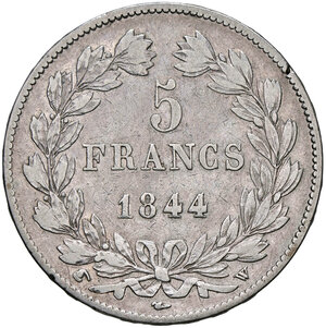 reverse: FRANCIA, Luigi Filippo - 5 Franchi, 1844 W