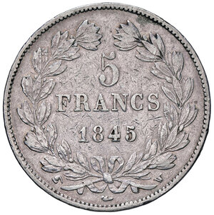 reverse: FRANCIA, Luigi Filippo - 5 Franchi, 1845 W