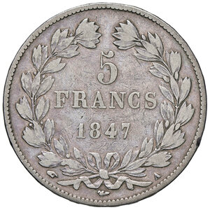 reverse: FRANCIA, Luigi Filippo - 5 Franchi, 1847 A