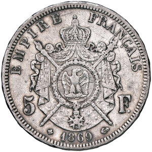 reverse: FRANCIA, Napoleone III - 5 Franchi, 1869