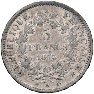 reverse: FRANCIA, Terza Repubblica - 5 Franchi, 1873 A