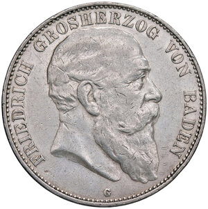 obverse: GERMANIA, Baden - 5 Marchi, 1907-G