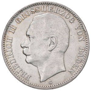 obverse: GERMANIA, Baden - 3 Marchi, 1909-G