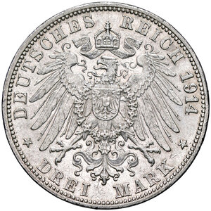 reverse: GERMANIA, Baden - 3 Marchi, 1914-G